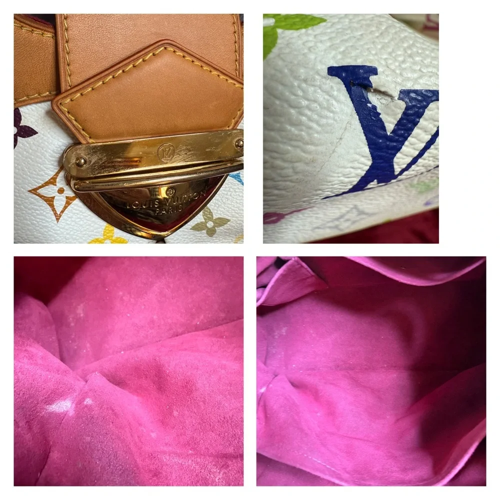 Louis Vuitton White Multicolor Monogram Handbag with Callouts